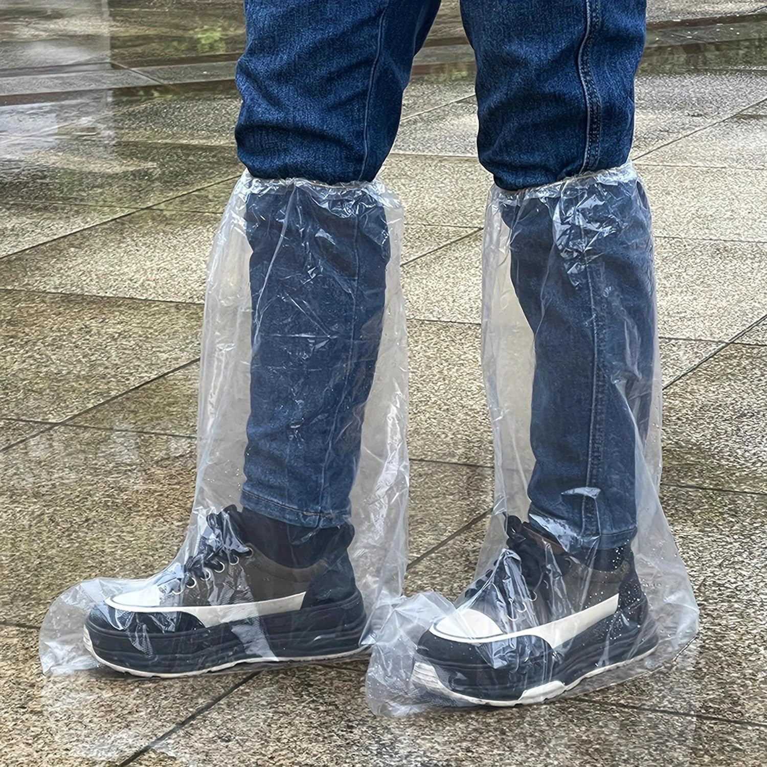 Disposable Plastic Boot and Shoe Covers 19 Inch Tall Extra Large Resistant Water