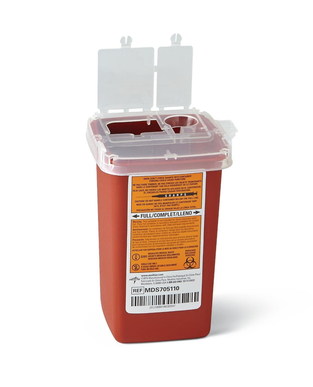 Medline Phlebotomy Sharps Container – Biohazard Needle Disposal Solution, 1 Q…