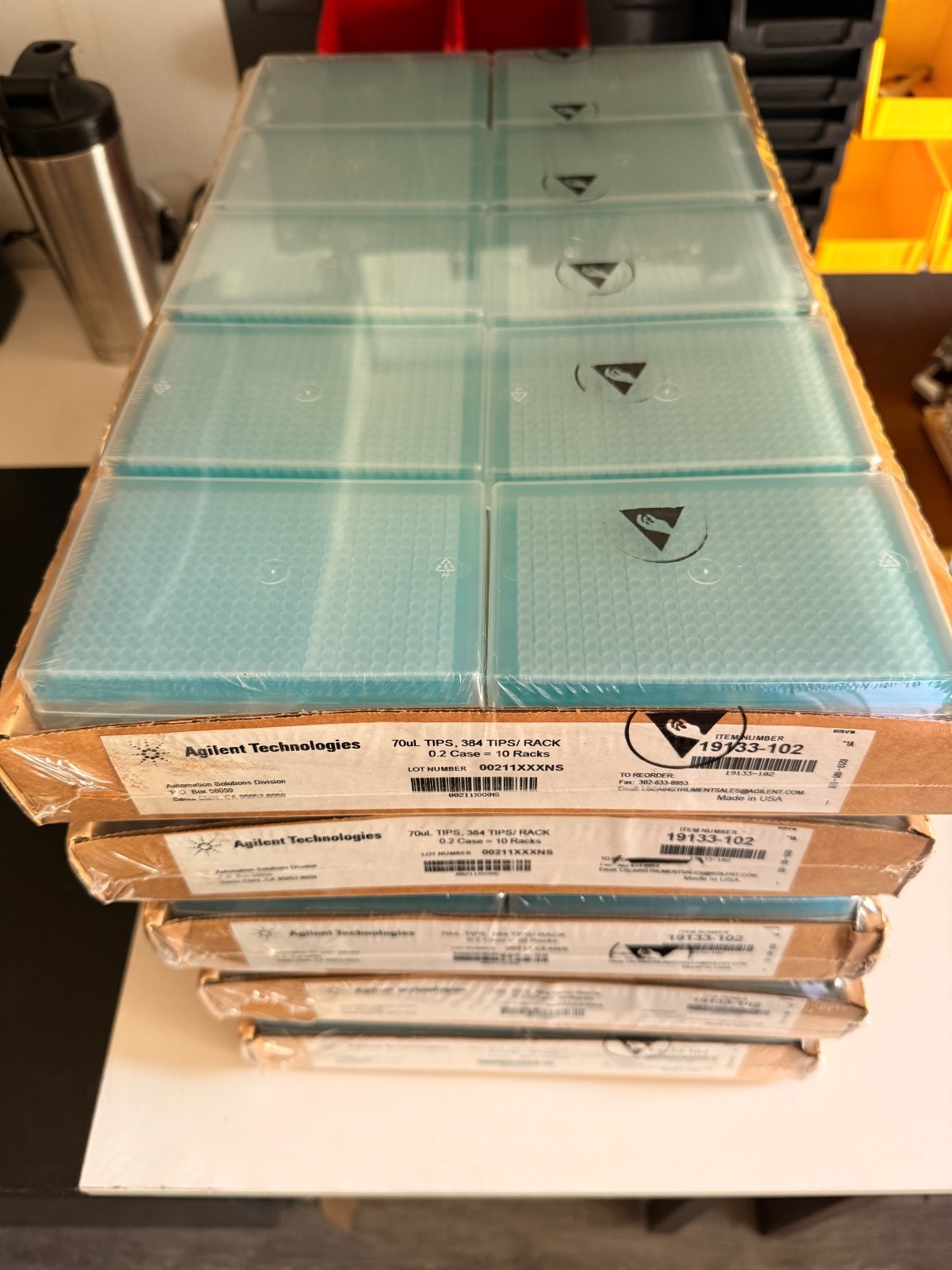 Agilent 19133-102 Pipette Tips 70µL, 5 Boxes (50 Racks), 19,200 Tips, New