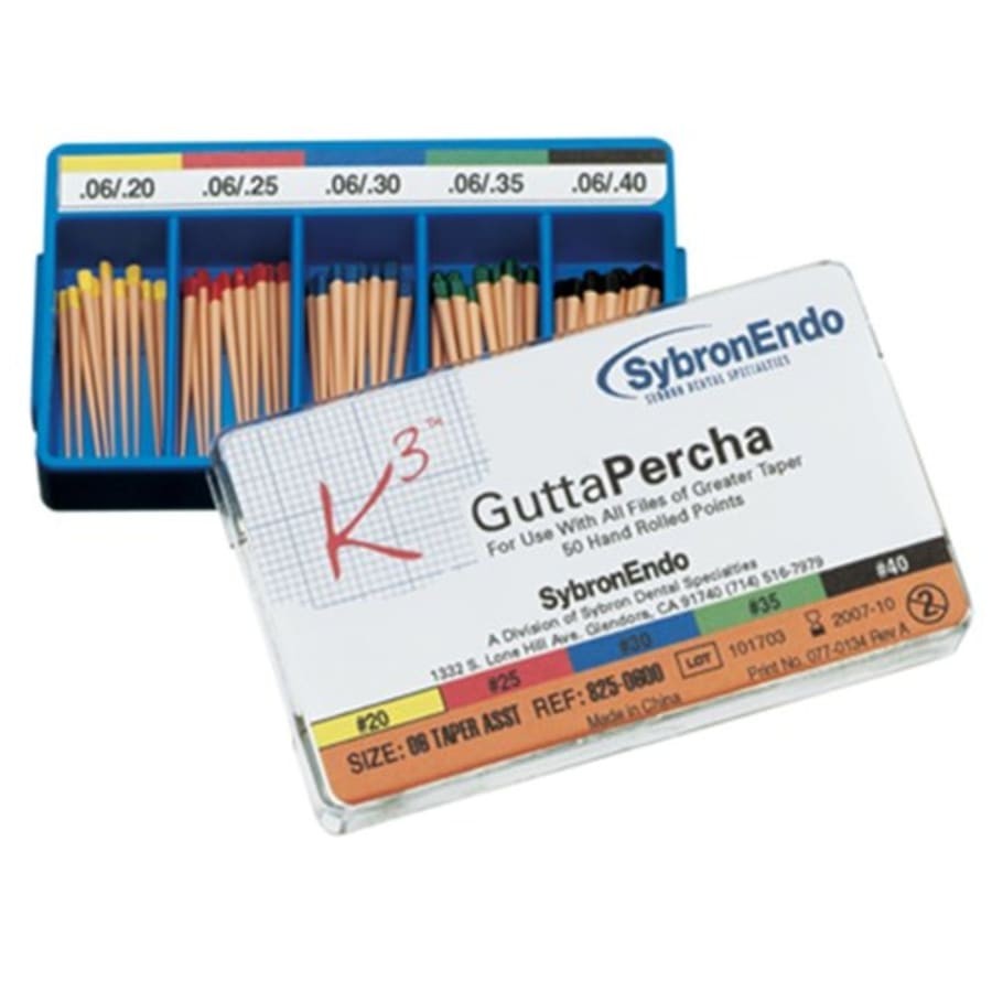 Dental Gutta Percha Points Assorted Sizes .04 .06 Taper 50 Pk