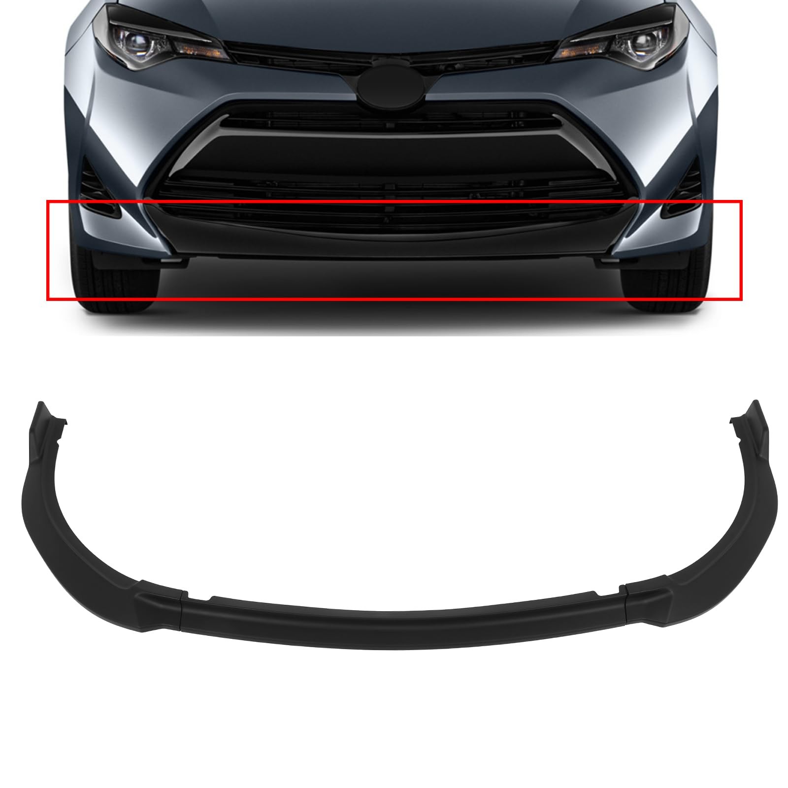 3PCS Matte Black Plastic Front Bumper Lip for 2017-2019 Corolla L LE XLE Air Dam