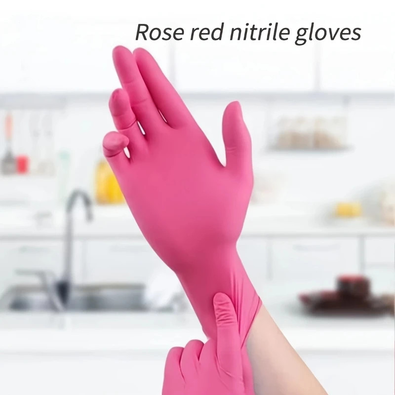 Fuchsia Nitrile Disposable Gloves 20/100PCS 3-Mil Powder & Latex Free Household