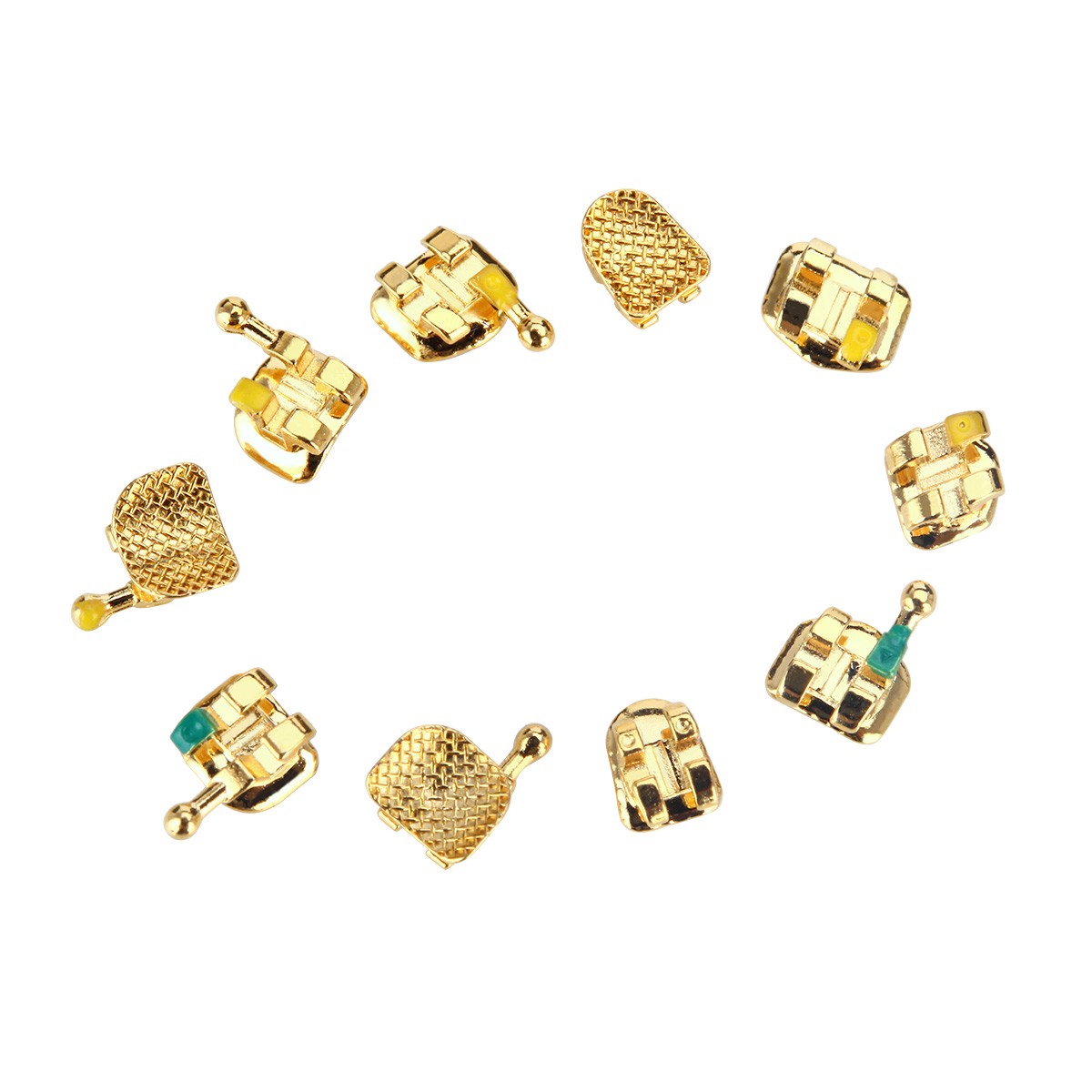 AZDENT Dental Orthodontic Brackets Braces Mini Roth/MBT 022 Hooks 345 Gold Type