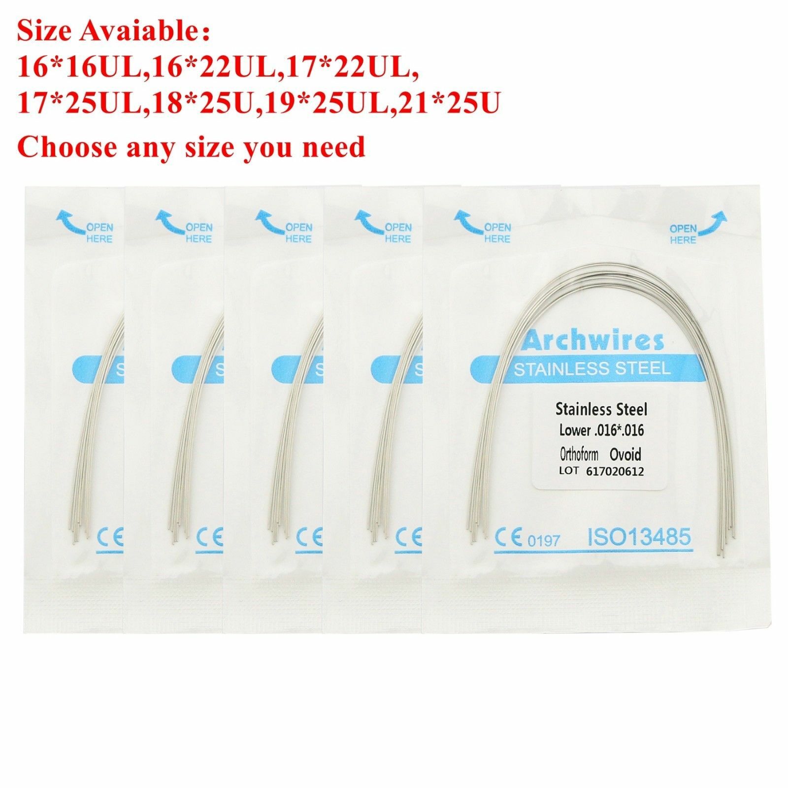 1 Pack Dental Stainless Steel Rectangular/Round Oval Ovoid Arch Wire Upper/Lower