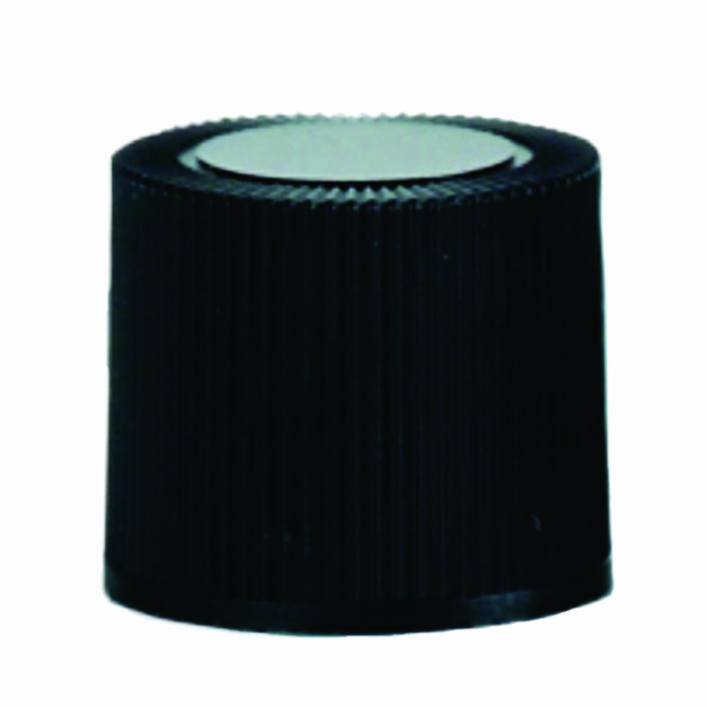 Screw Caps, 16mm, Polypropylene, Rubber Liner, Black Color (Case 1000)