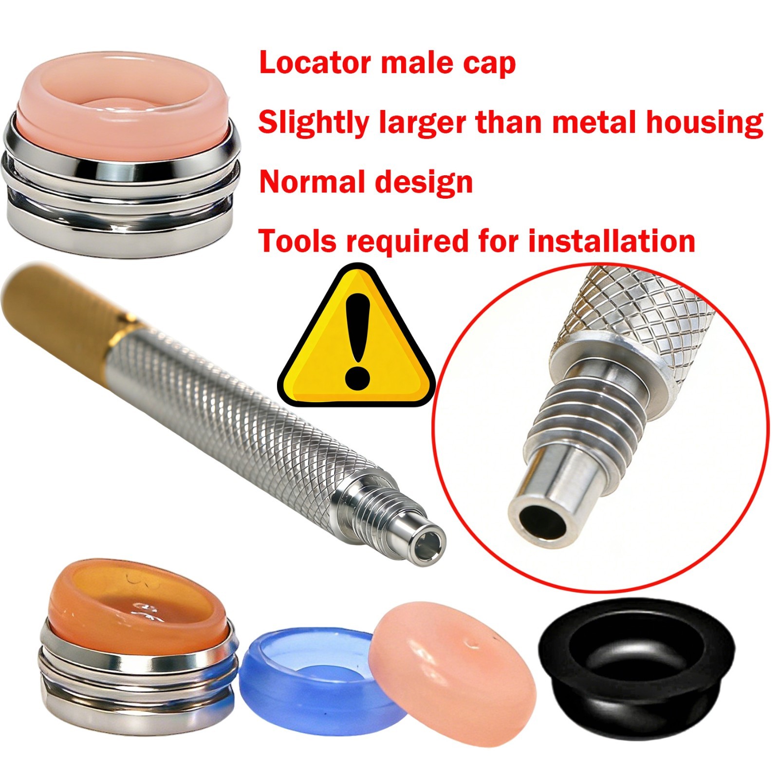 US Locator Male Caps Processing Retention Replacement Inserts Caps Black