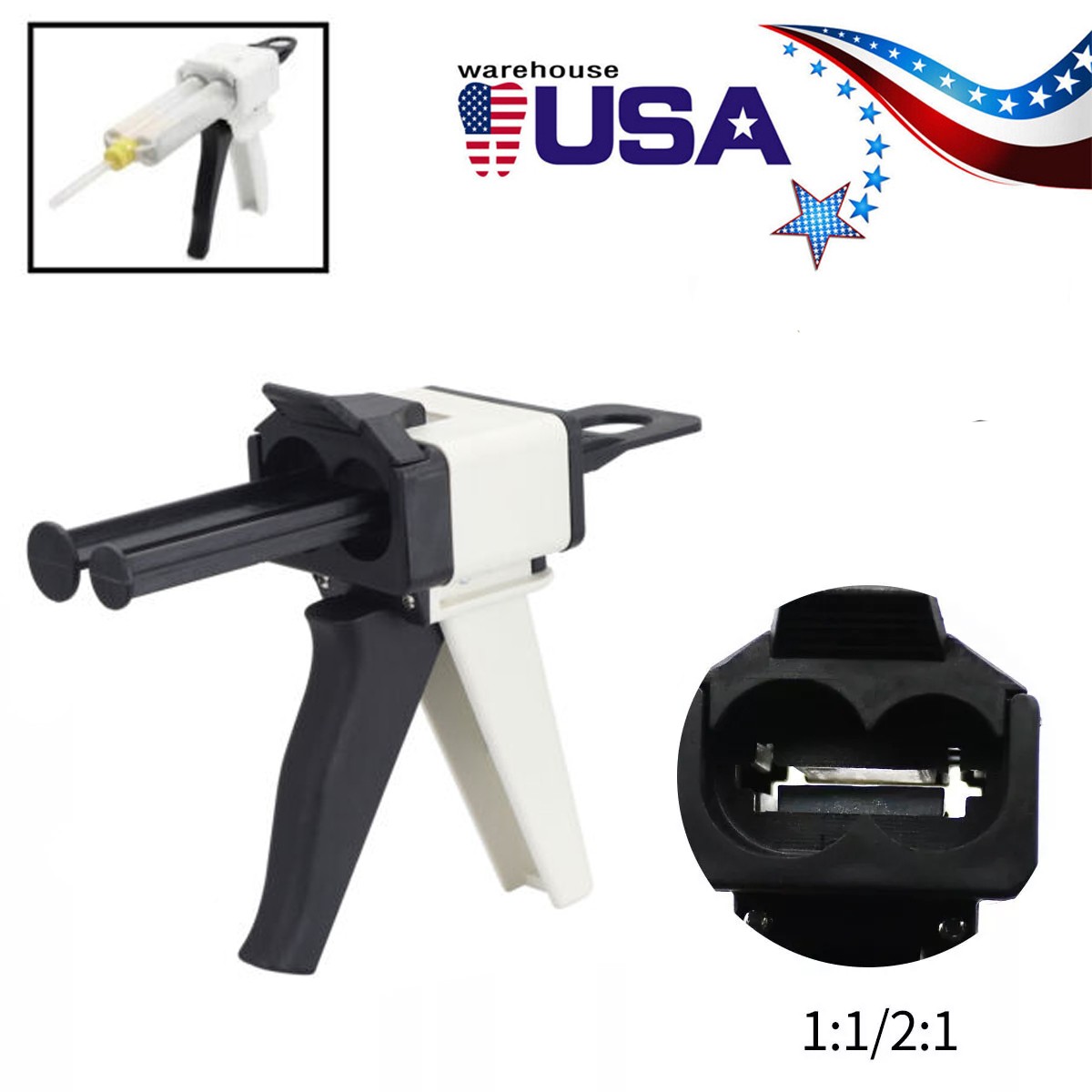 1:1/2:1Ratio Dental Impression Mixing Dispenser Dispensing Caulking Gun plastic