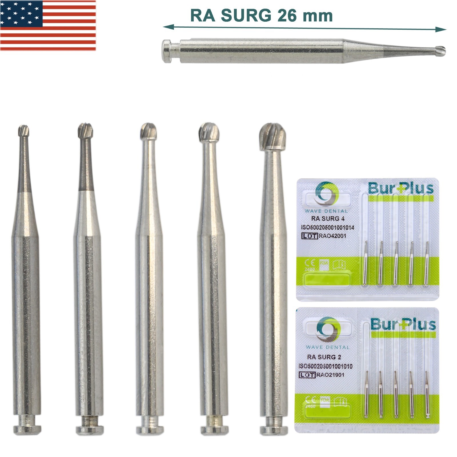 Wave Dental Burs Surgical Latch RA SURG 2 4 5 6 8 Round Carbide Burr Slow Speed