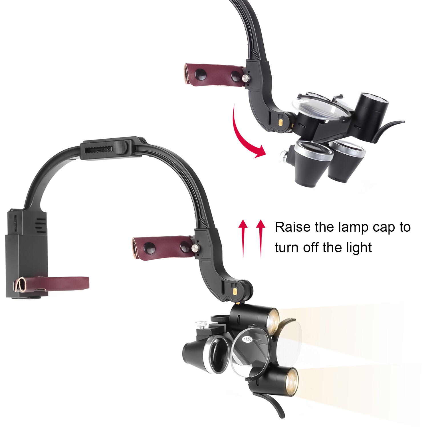 Dental Optical 5W Wireless LED Headlight Two LED Lights+3.5X-420 Loupes+AL-BOX