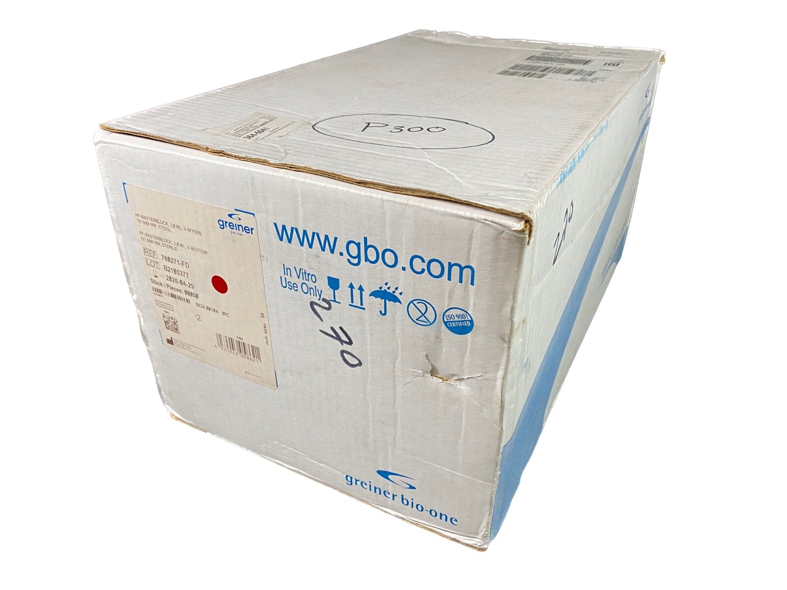 GREINER BIO-ONE Polypropylene 2mL MasterBlock 96-Well V-Bottom 780271-FD(50/cs)
