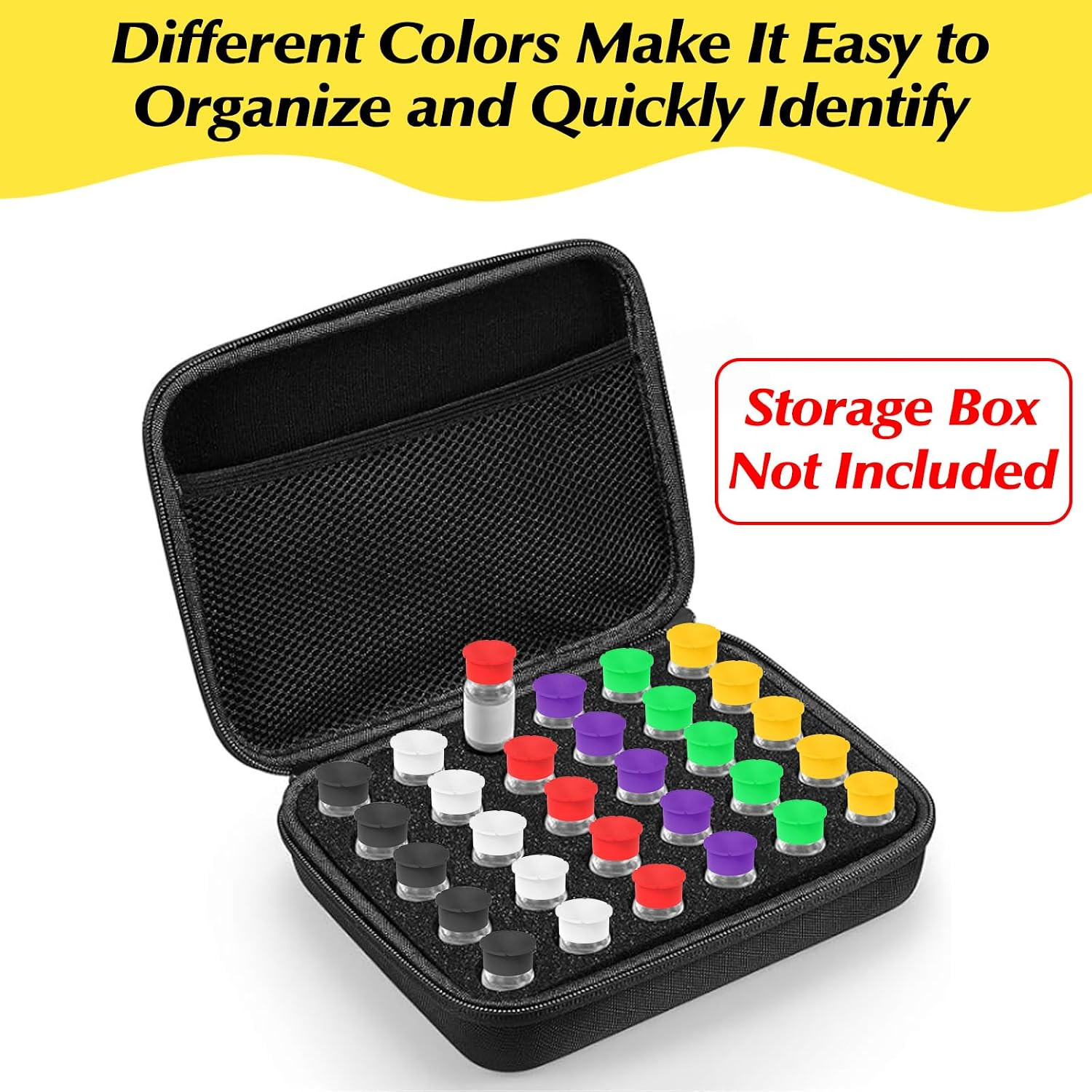 12 Pack 3Ml Glass Vials Protective Vial Caps – 6 Assorted Colors, Leak-Proof Dus