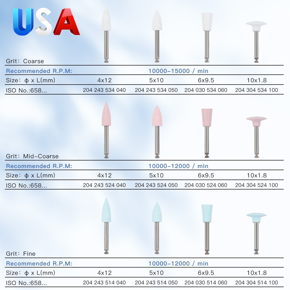 12Pcs/pack Dental Silicone Composite Polishing for Contra Angle Handpiece 2.35mm