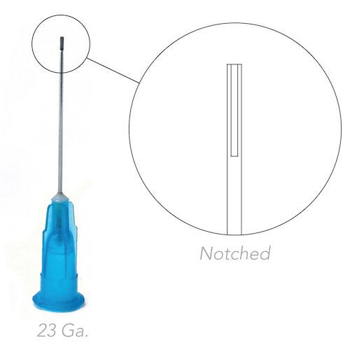 Endo Irrigation Needle Tips Notched Needle Tip, 23 Gauge, 100/Box, Blue