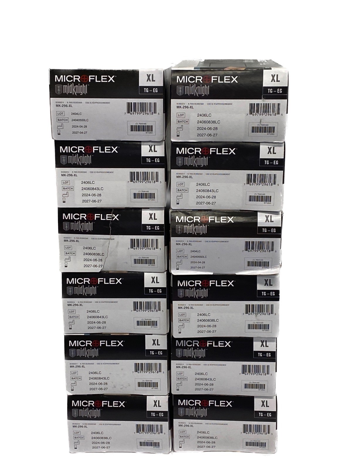 (1200) ANSELL Microflex Midknight Nitrile Exam Gloves 100/Pk XLarge Black MK-296