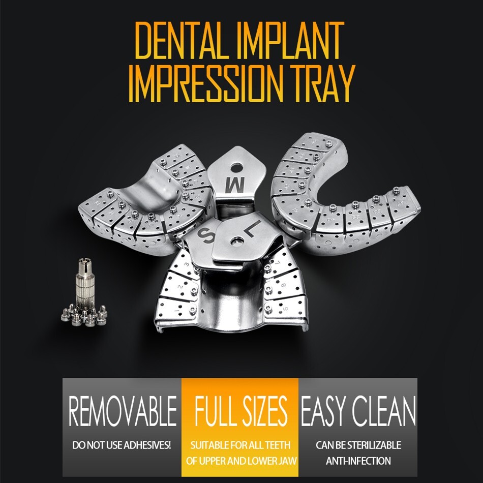 2 PCS Stainless Steel Implant Impression Trays Upper & Lower Removable Segments