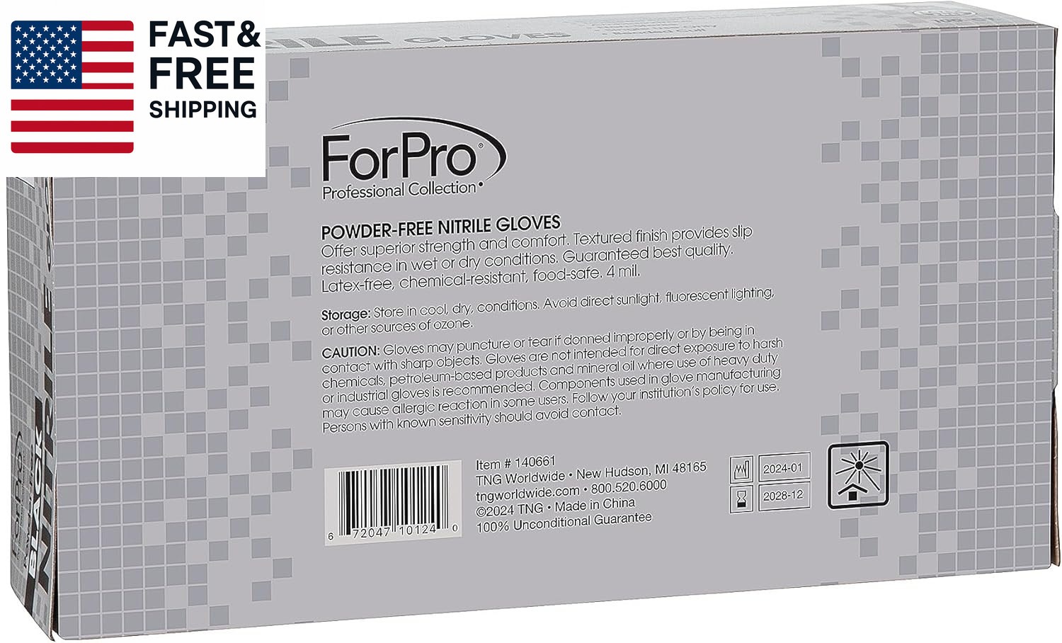 Forpro Disposable Nitrile Gloves, Chemical Resistant, Powder-Free, Latex-Free, N