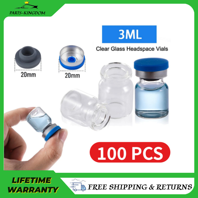 100PCS 3ml Glass Vials Headspace Vials Lab Vial Lab Sample vials 20mm Crimp top