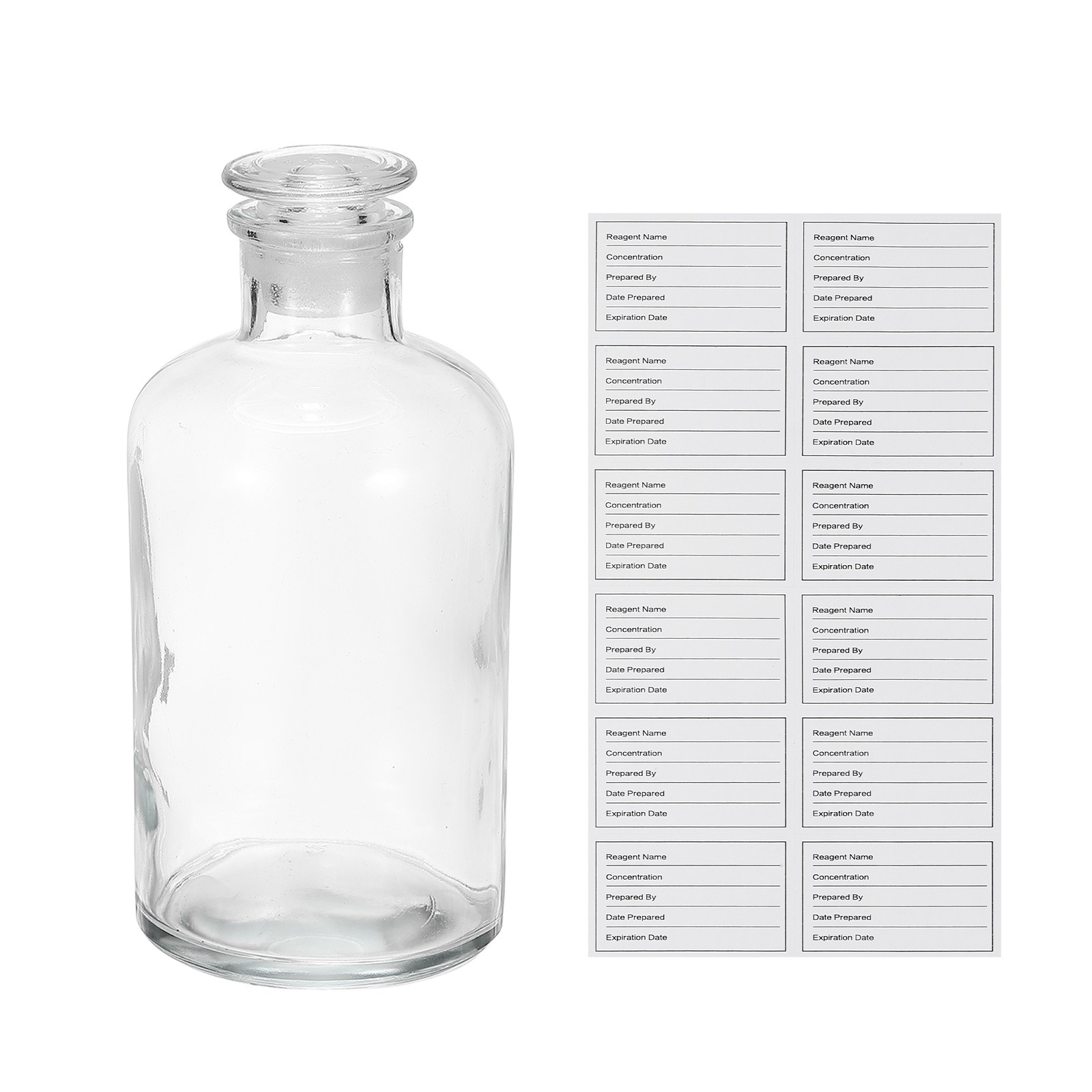 500ml Narrow Mouth Reagent Media Bottle with Stopper, Clear(17.6 Oz)