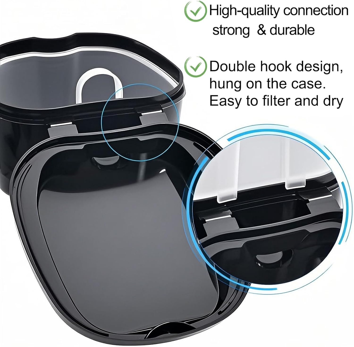 Black Denture Soaking Container Partial Denture Case, Orthodontic Retainer Cl…