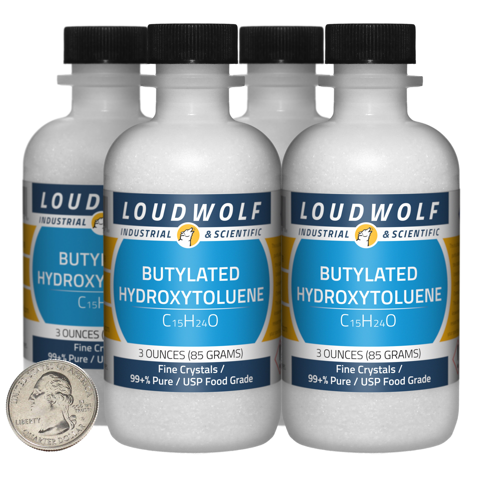 Butylated Hydroxytoluene / 12 Oz / 4 Bottles / 99+% USP Food Grade