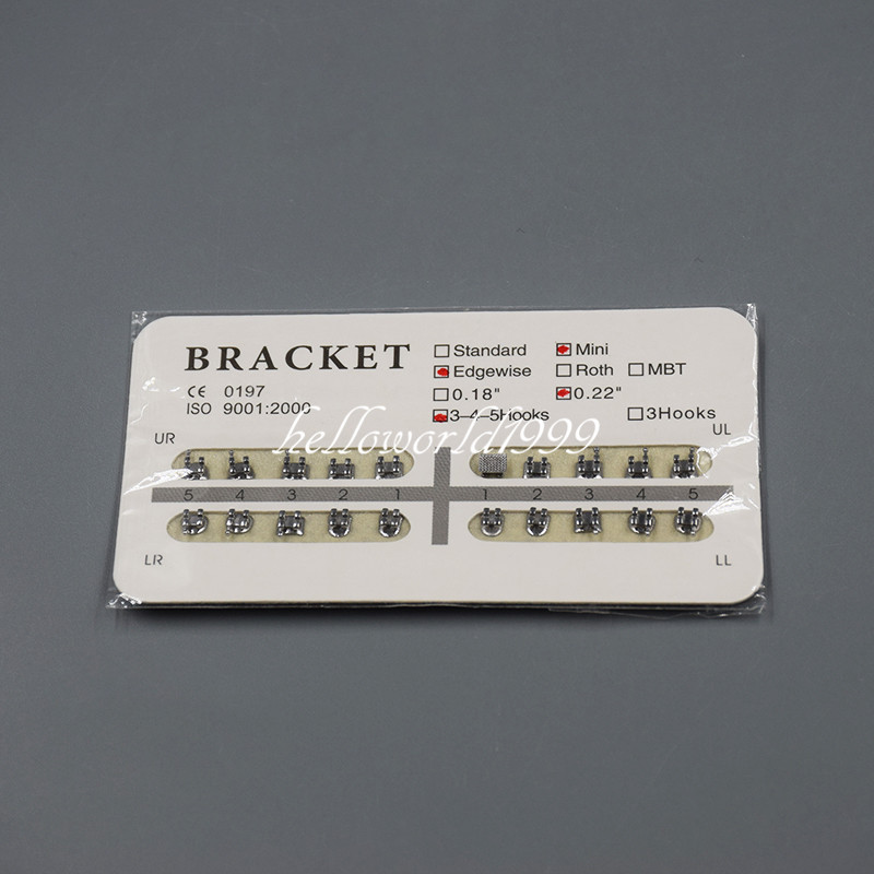1set Dental Orthodontic Brackets Braces Mini Edgewise Slot.022 345 Hook 20pc/pck
