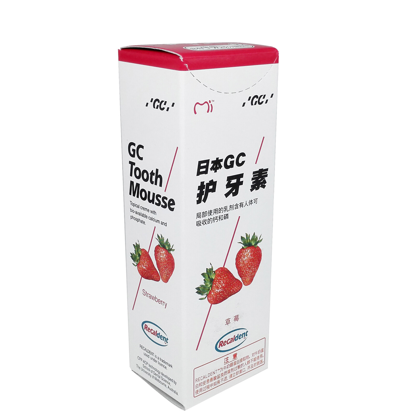 GC TOOTH MOUSSE STRAWBERRY TOPICAL TOOTH CREAM WITH RECALDENT 1 TUBE OF 40 GM