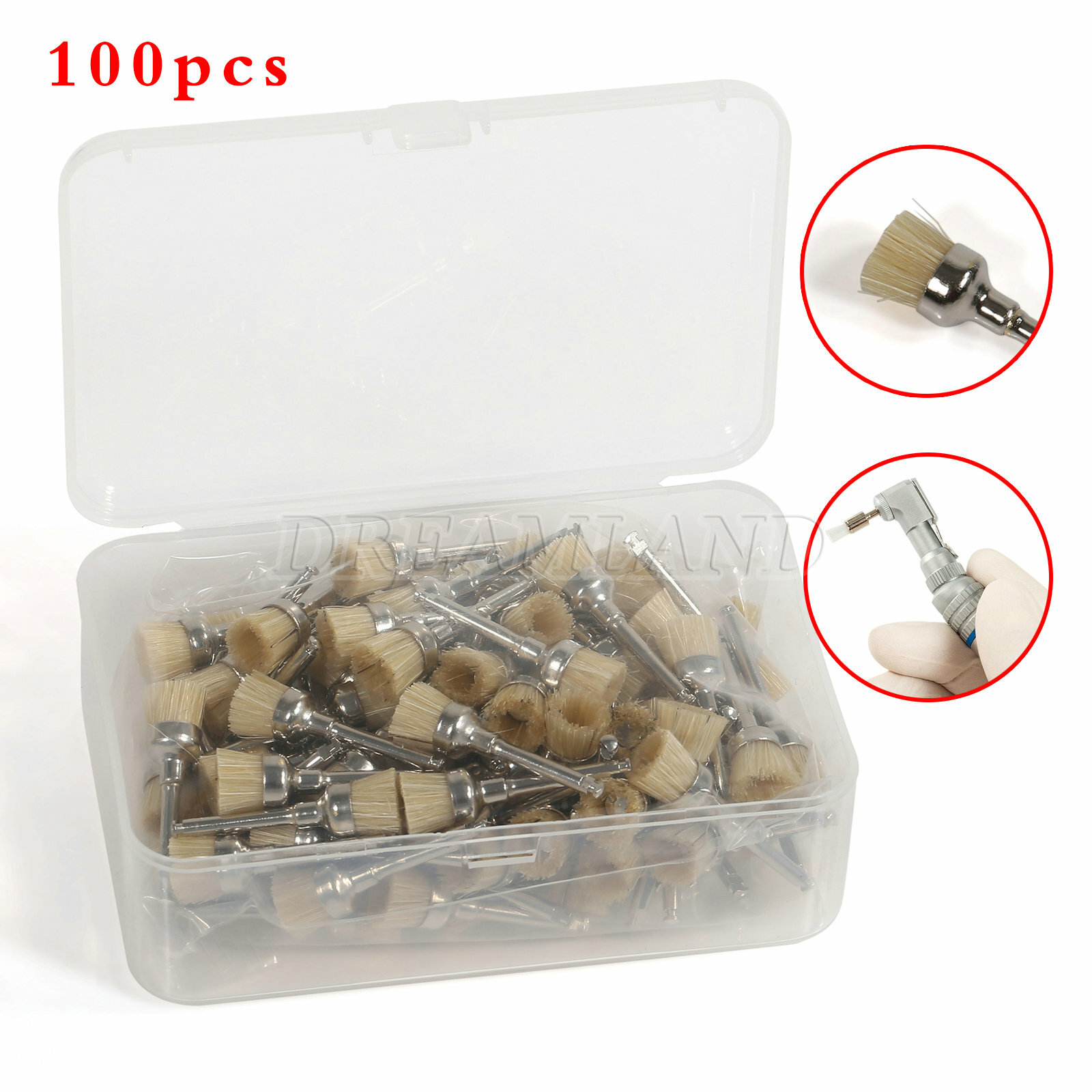 Dental Latch Type Prophy Polishing Brushes Flat Nylon Bristles Mane Brush OEM