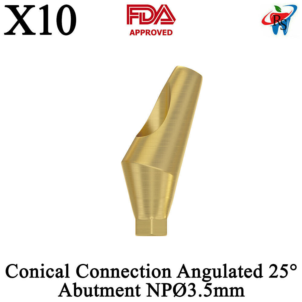 10pcs DSl Dental Adapter Head Angulated 25° Conical Connection NP Ø3.5mm Fixture