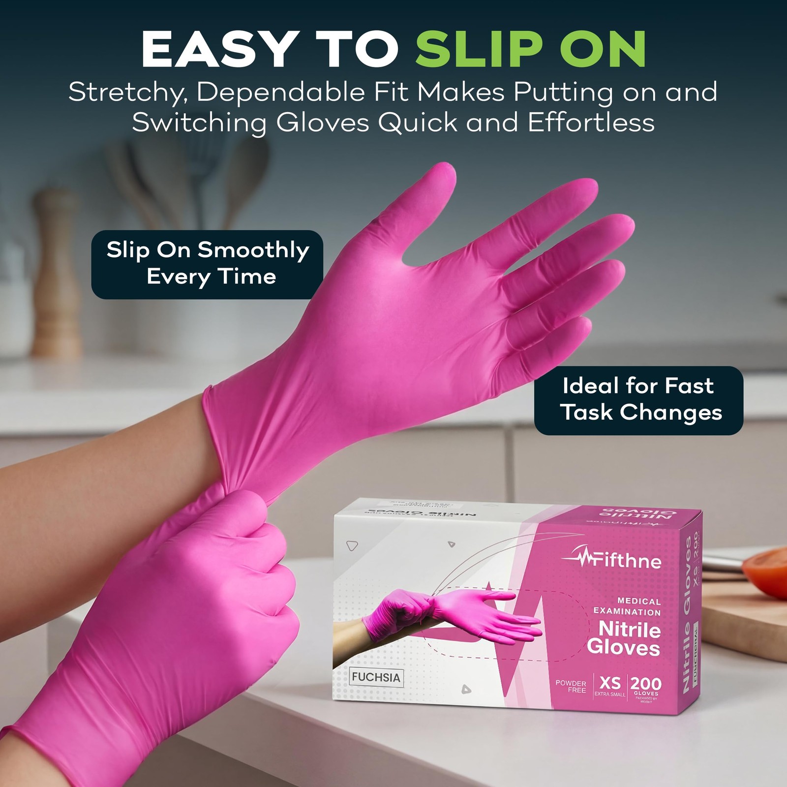 Pink Nitrile Disposable Gloves 50 Count XS, 3 Mil – FifthPulse Fuchsia Small