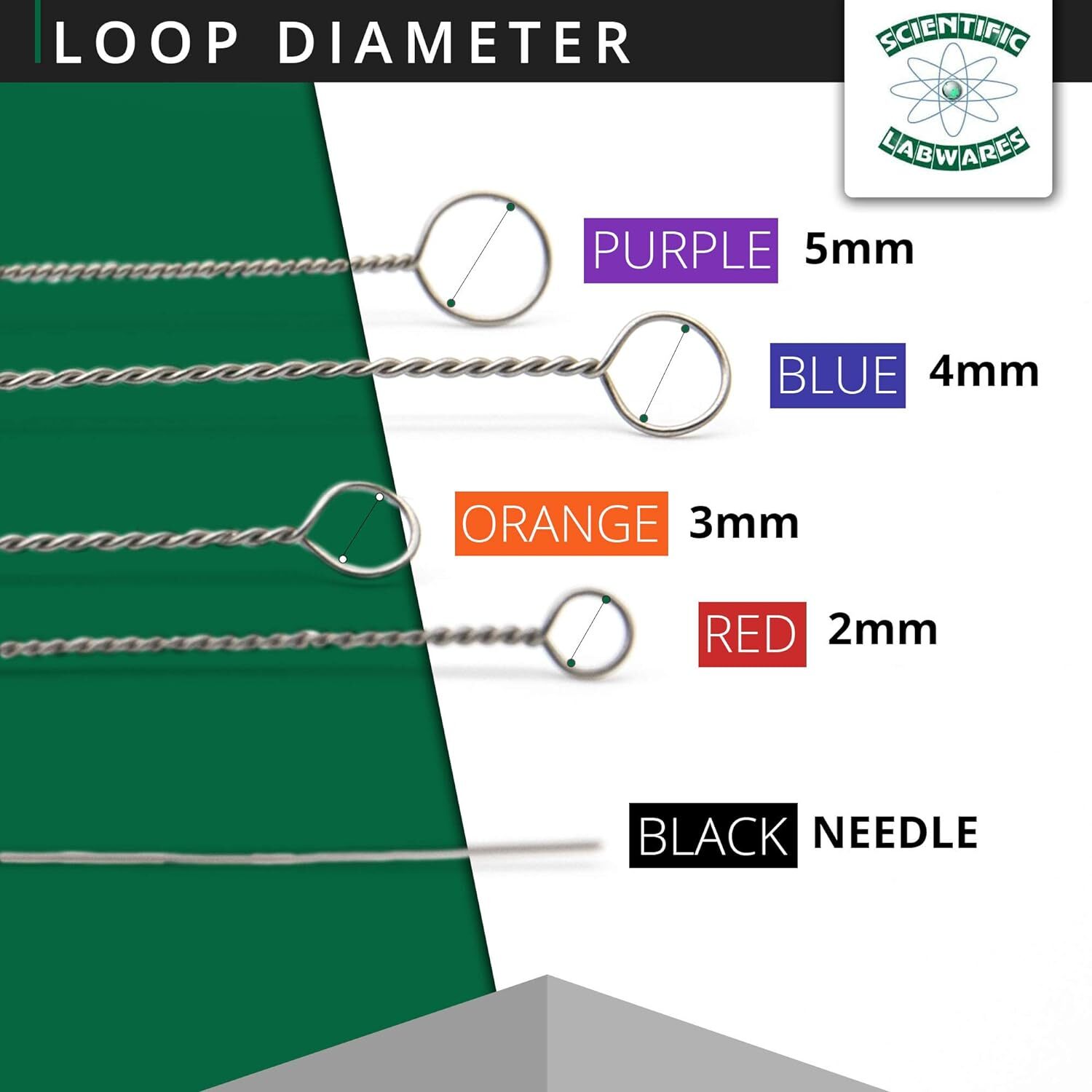 Scientific Labwares Reusable Inoculating Loops and Needle Set Color Coded Handle