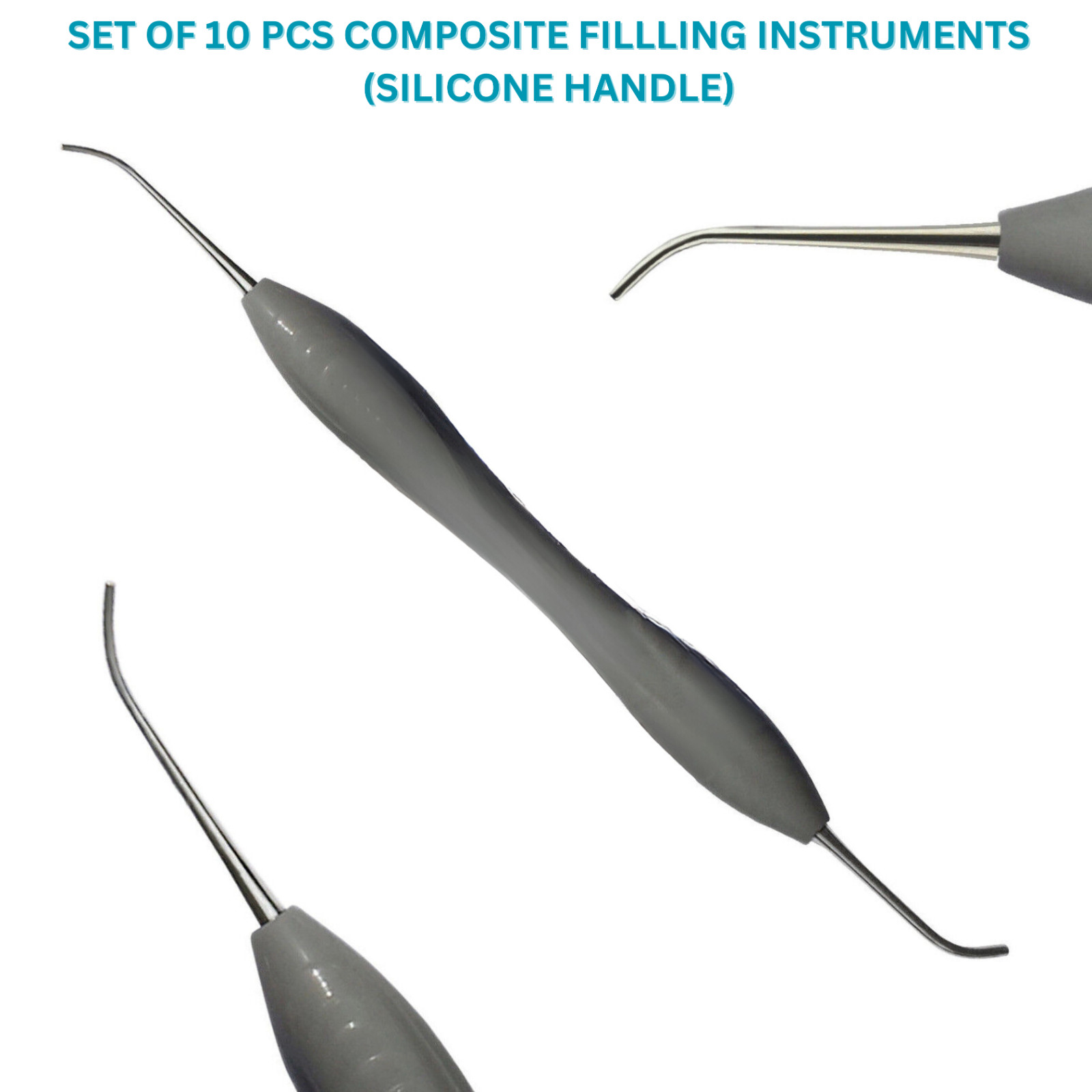10Pcs Dental Composite Filling Instruments set Silicone Handle LM Arte Kit