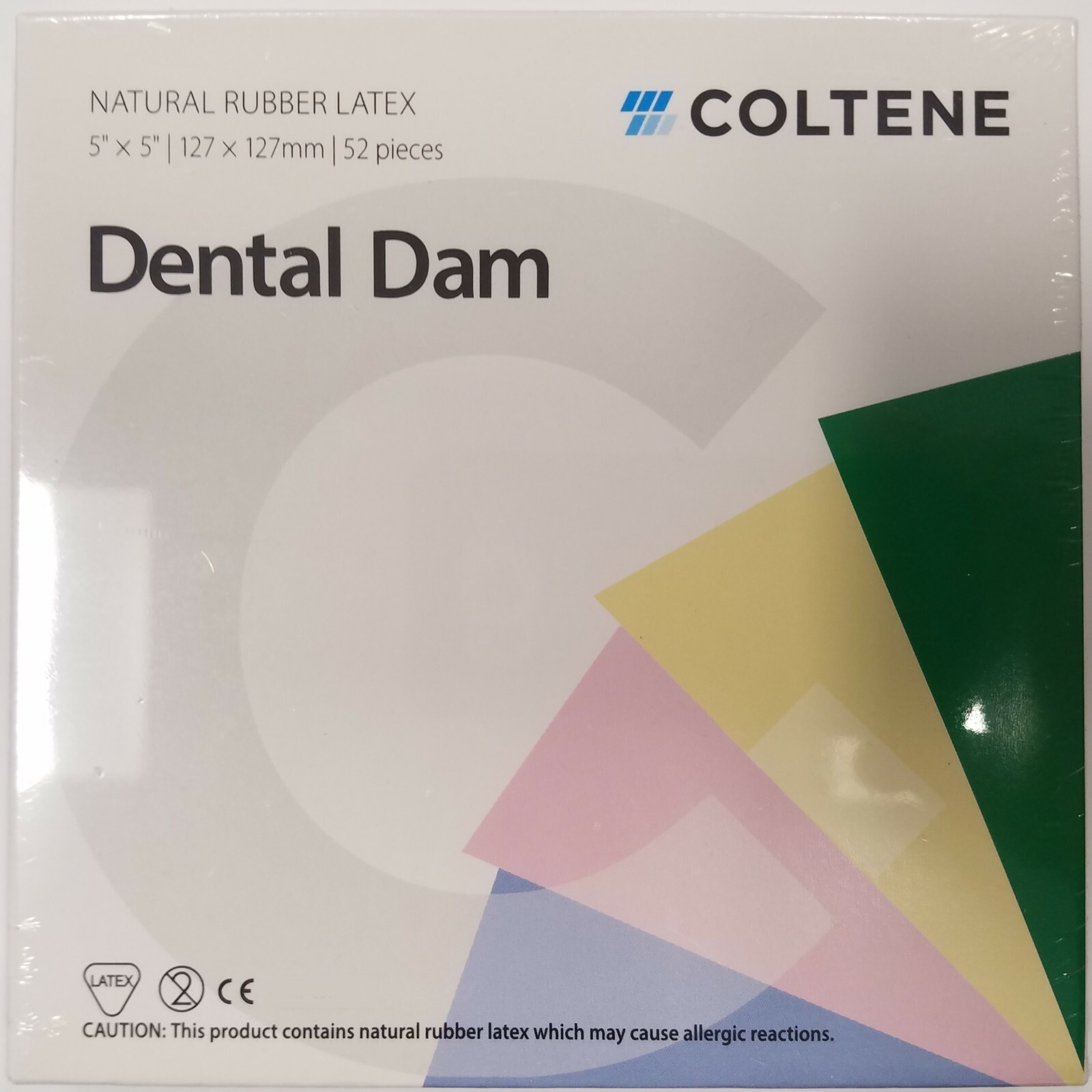 *52-Pieces* Coltene Hygenic Dental Dam 5″ x 5″ Rubber Latex Thin Green H02141