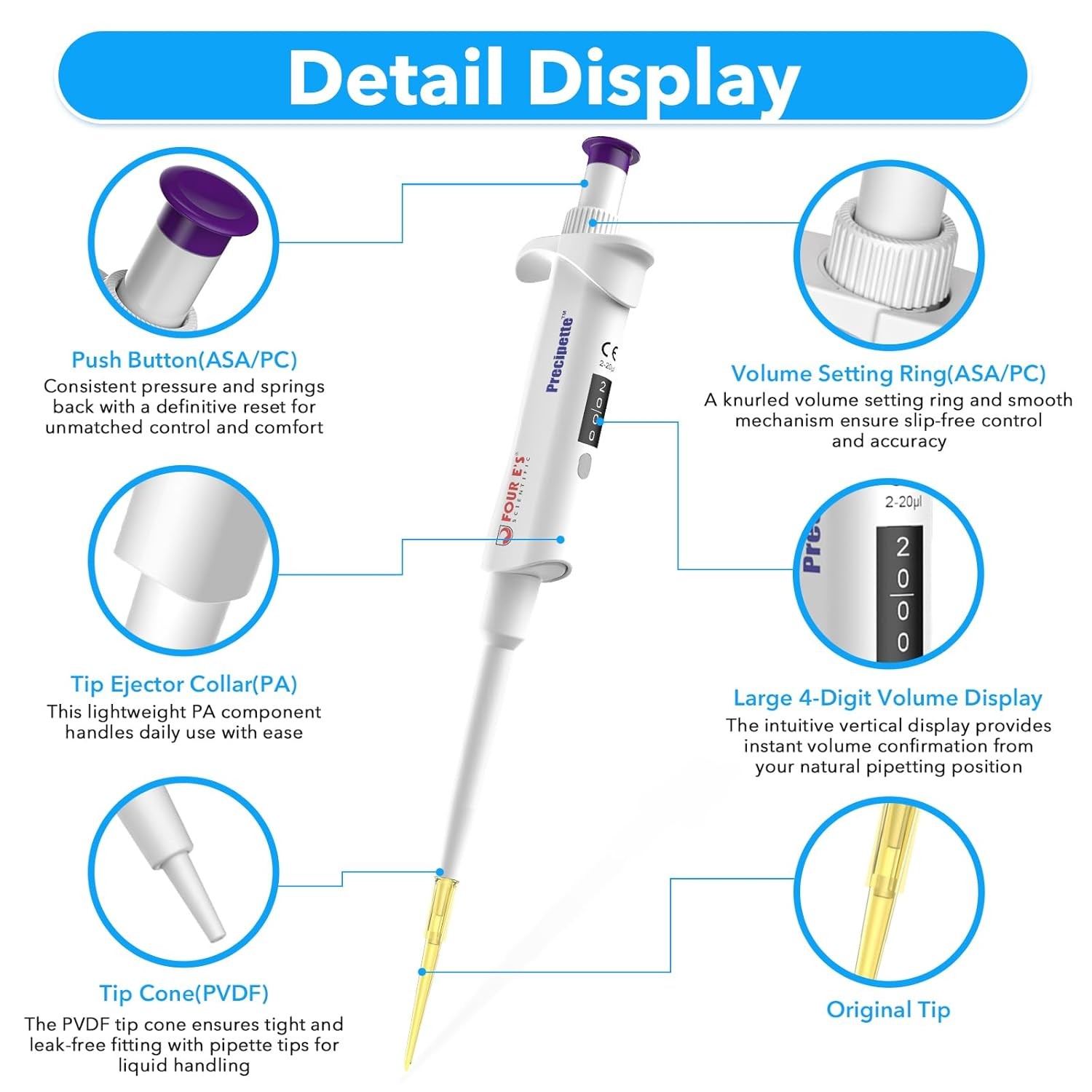 Adjustable Volume Single Channel Pipette Micropipette Pipettor Holder 0.1ul-10ml