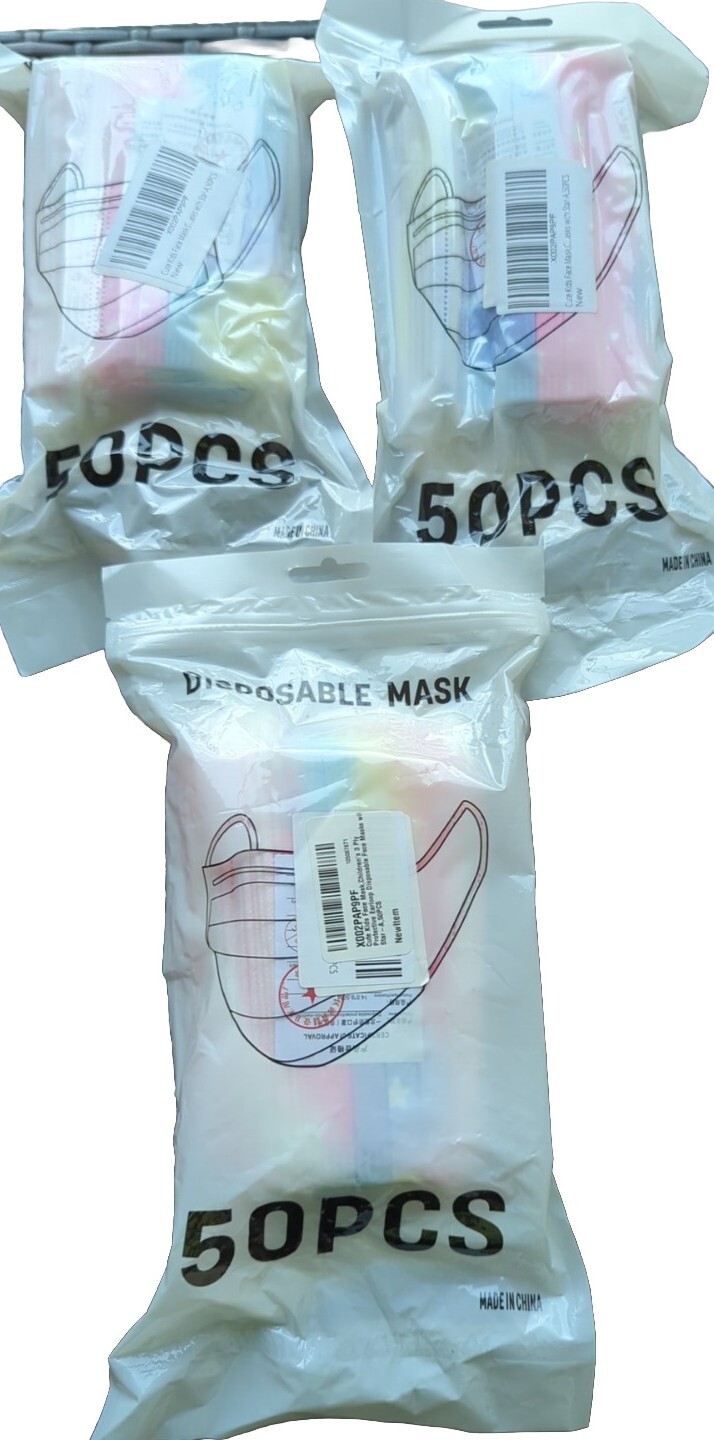 150 Pack Kids Color Variety Disposable Face Masks 10-cents Each! Free Shipping
