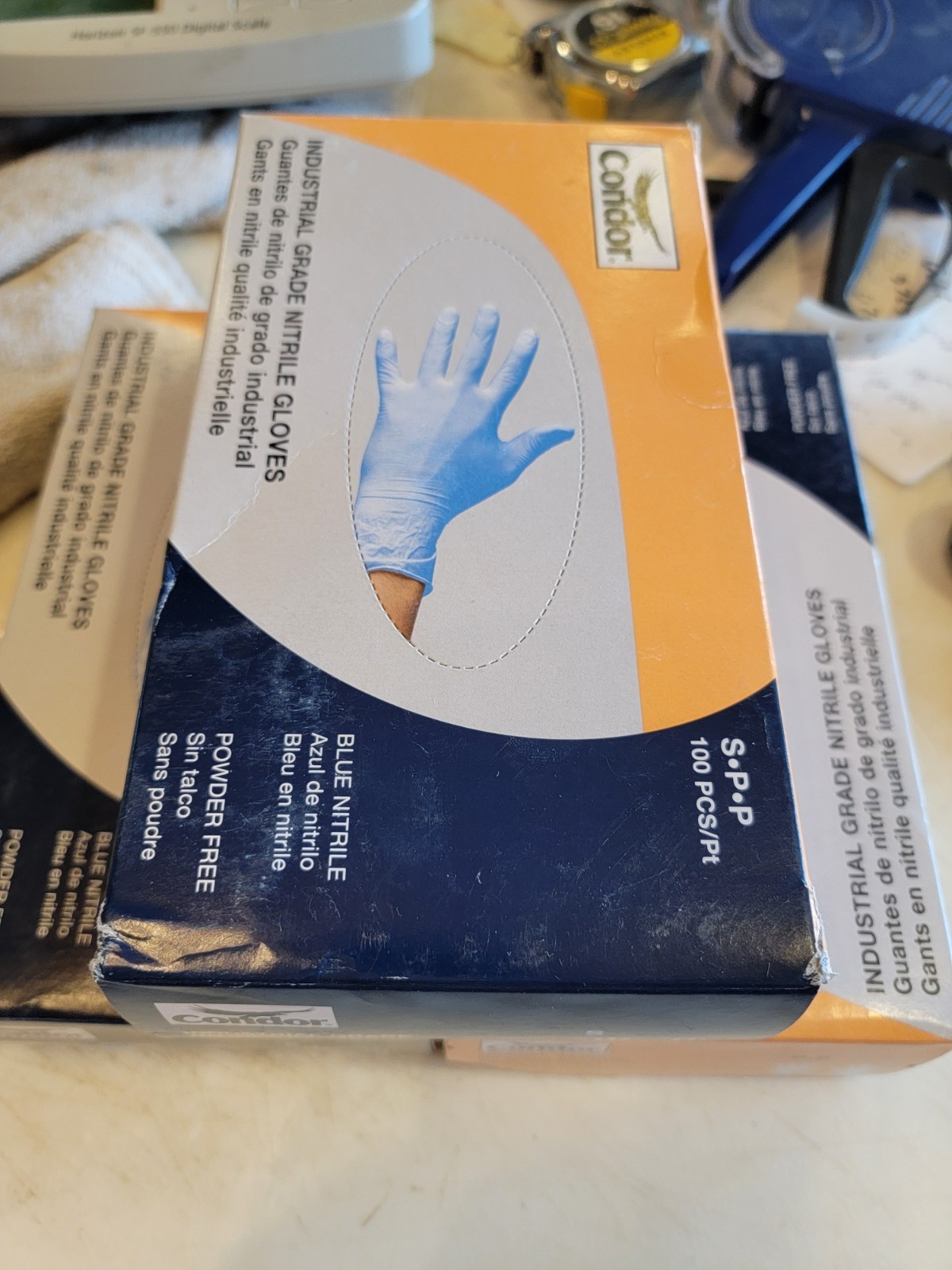 Condor 2XMA6T Disposable Gloves, Nitrile, Powder-Free, S, 3boxes Of 100 gloves.