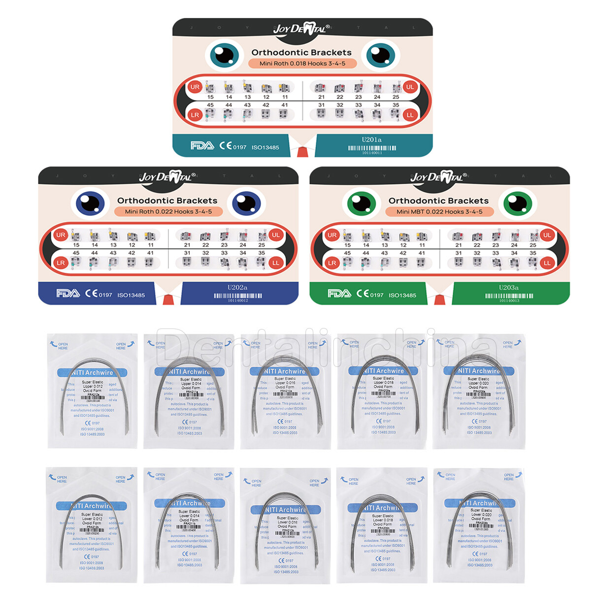 Dental Orthodontic Brackets Braces Mini MBTRoth.022 Hook 345 / Ortho Arch Wires