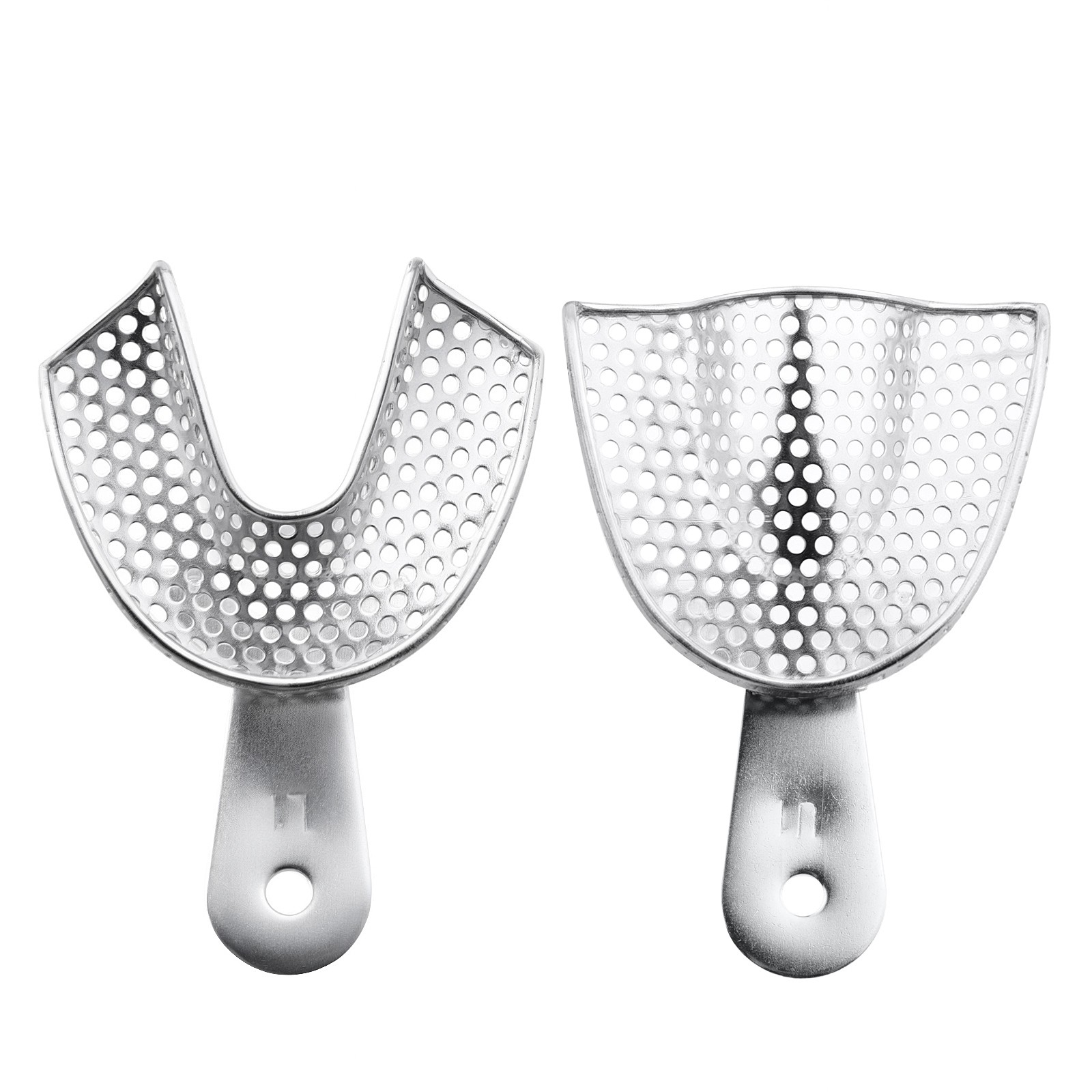 2Pcs Dental Upper Lower Teeth Trays Stainless Steel Impression Trays Small Size