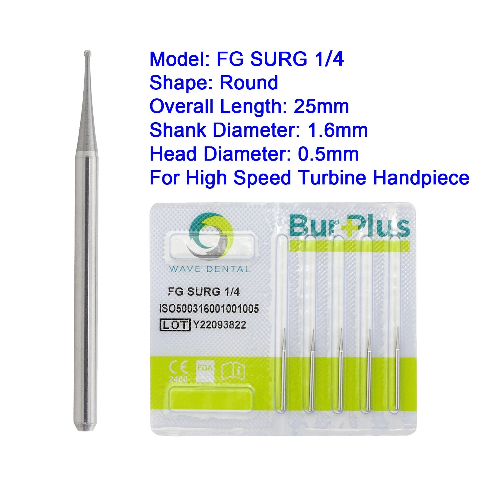 Wave Dental Round Surgical Burs FGOS Long Ball Carbide Burr 25mm FG SURG 4 6 8