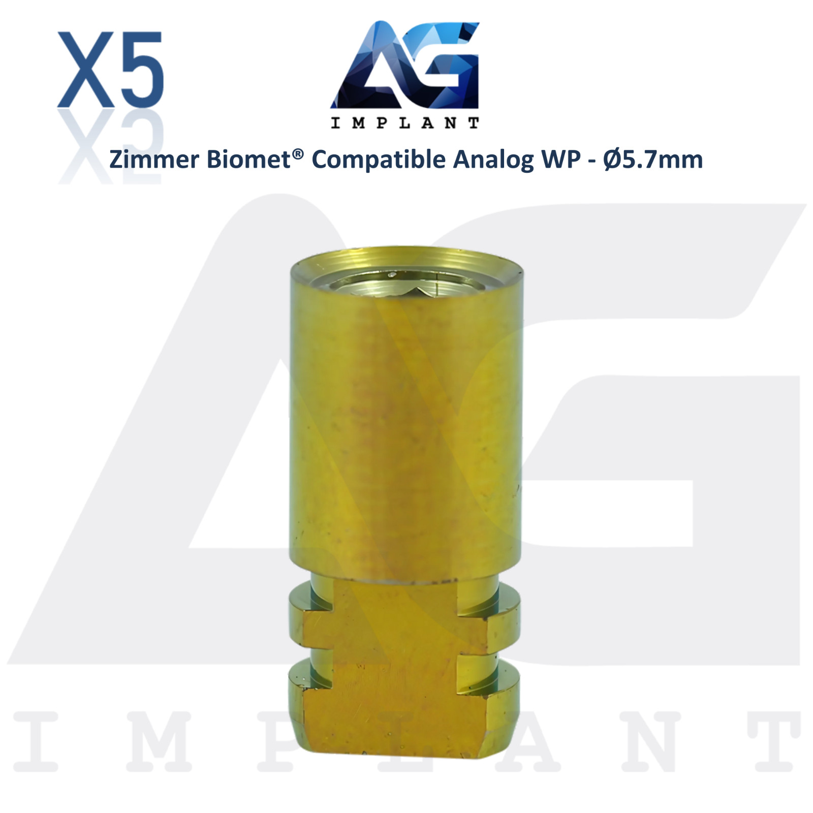 5 Zimmer Biomet® Compatible Fixture Analog WP Ø5.7mm Int Hex 3.0mm Dental