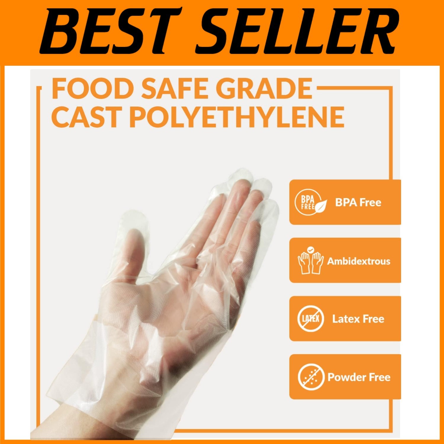 Heavyweight Cast Poly Gloves, Latex & Powder Free 1000 Ct