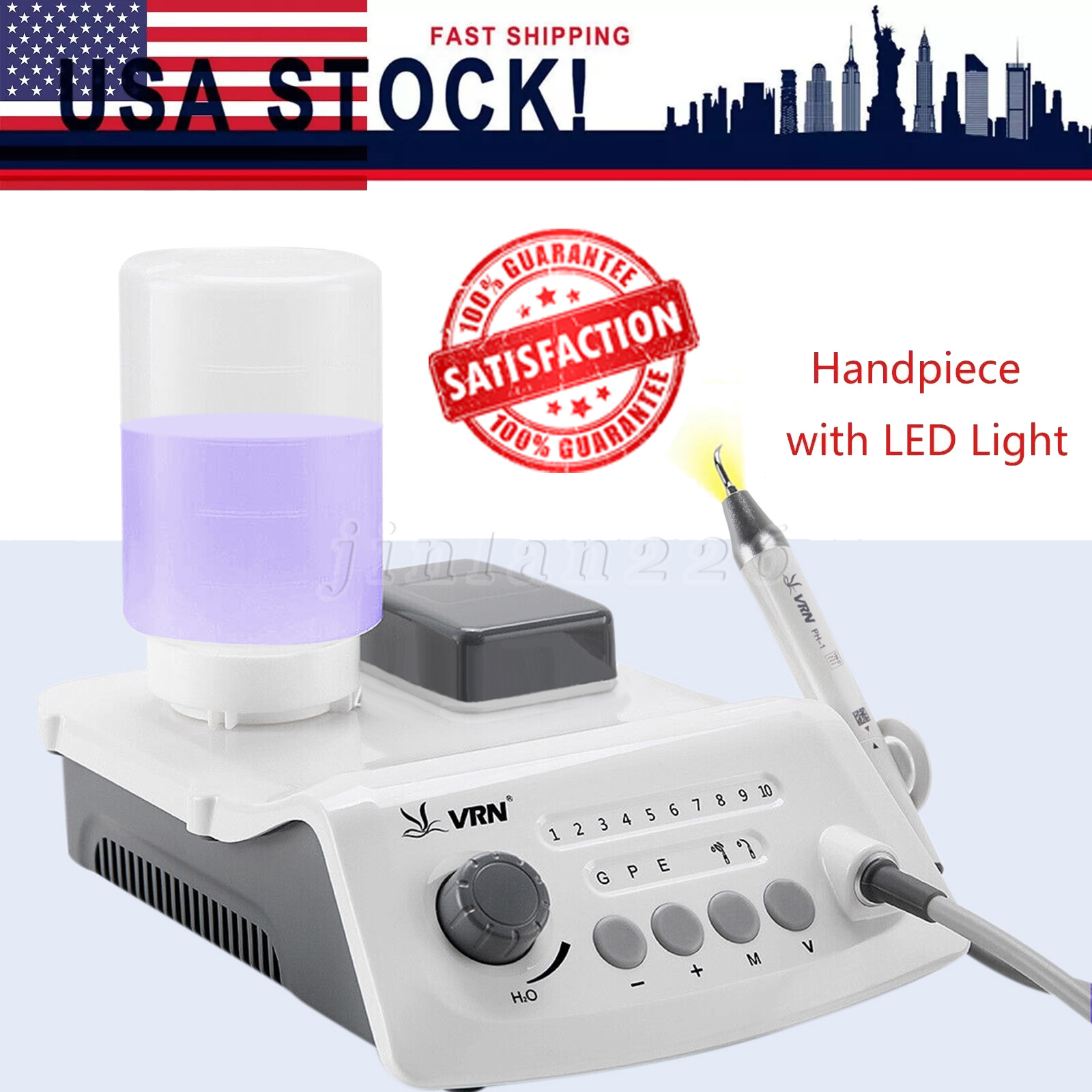LED Dental Ultrasonic Piezo Scaler Handpiece Bottle Fit EMS Cavitron VRN-A8 USA