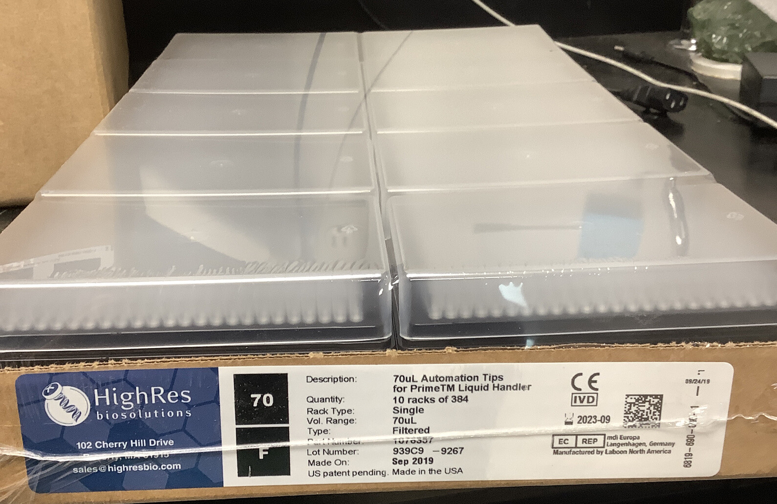 HighRes Biosolutions 70uL Automation Tips for PrimeTM Liquid Handler 1076357