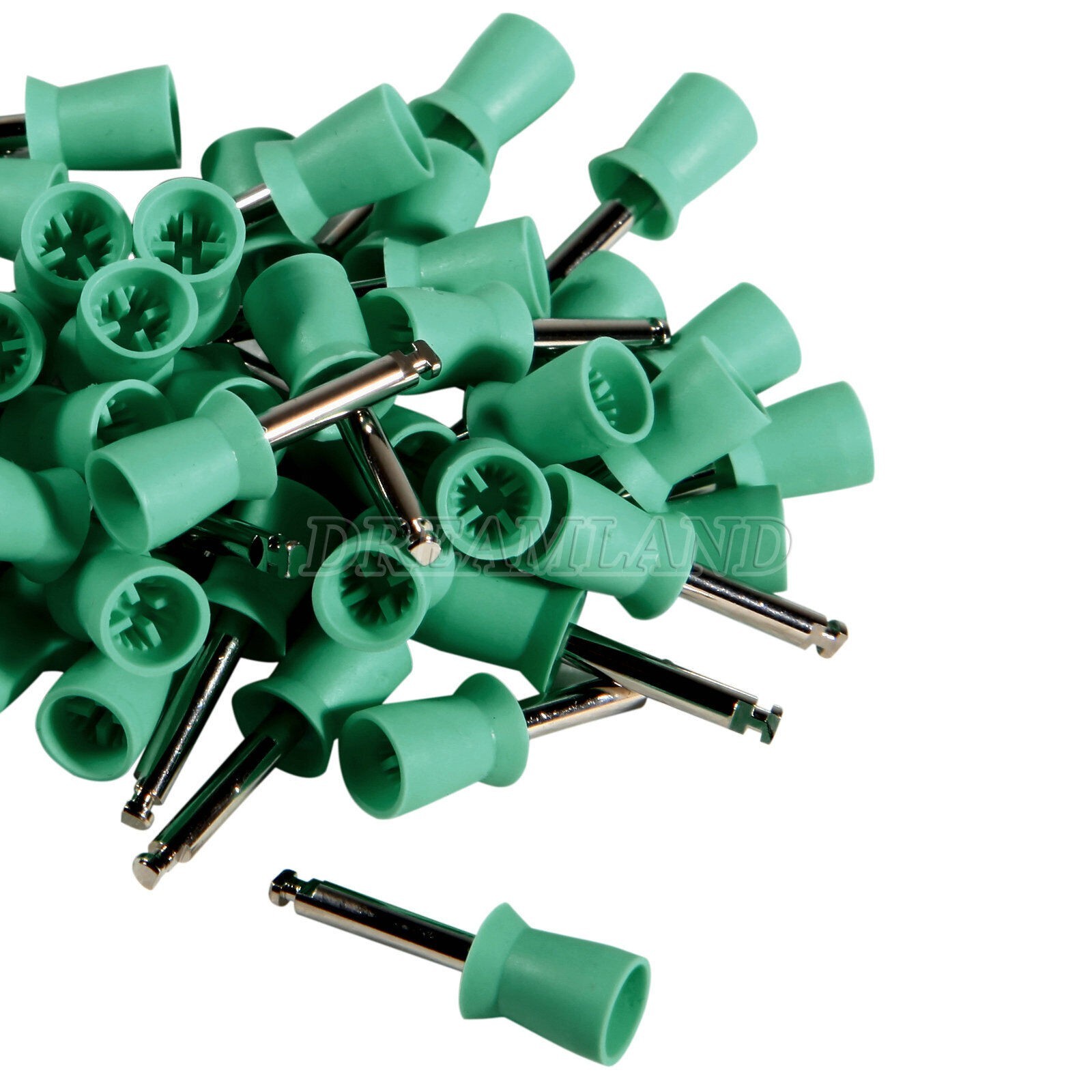 100pcs Dental Polishing Prophy Angle Cups Latch Type Brushes Polisher green USA
