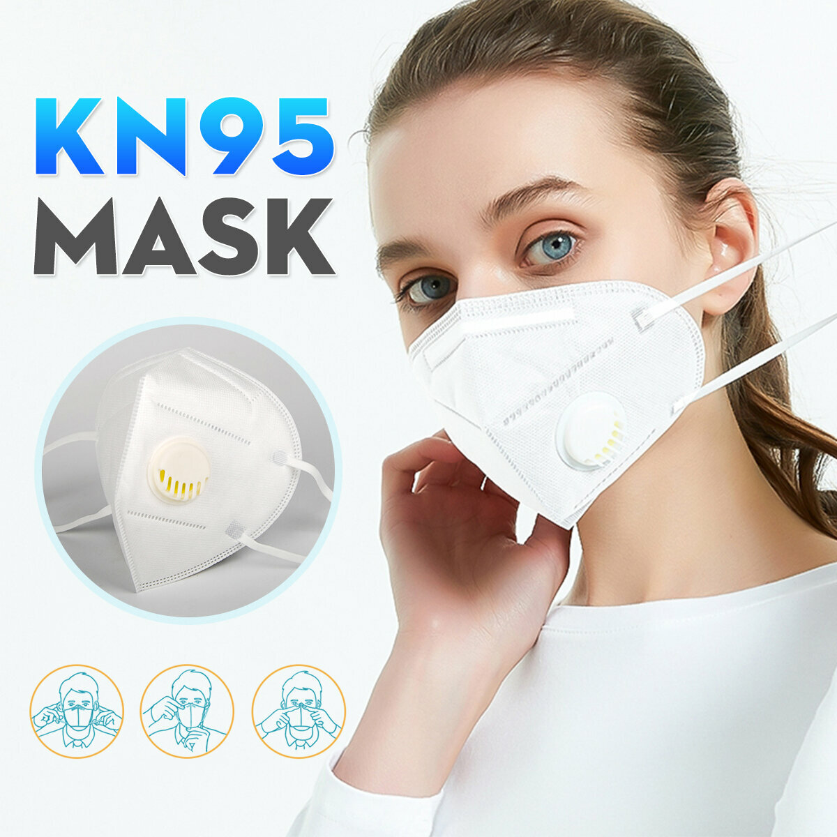 KN95 Face Mask Mouth Cover Medical With Valve – USA Ships ASAP