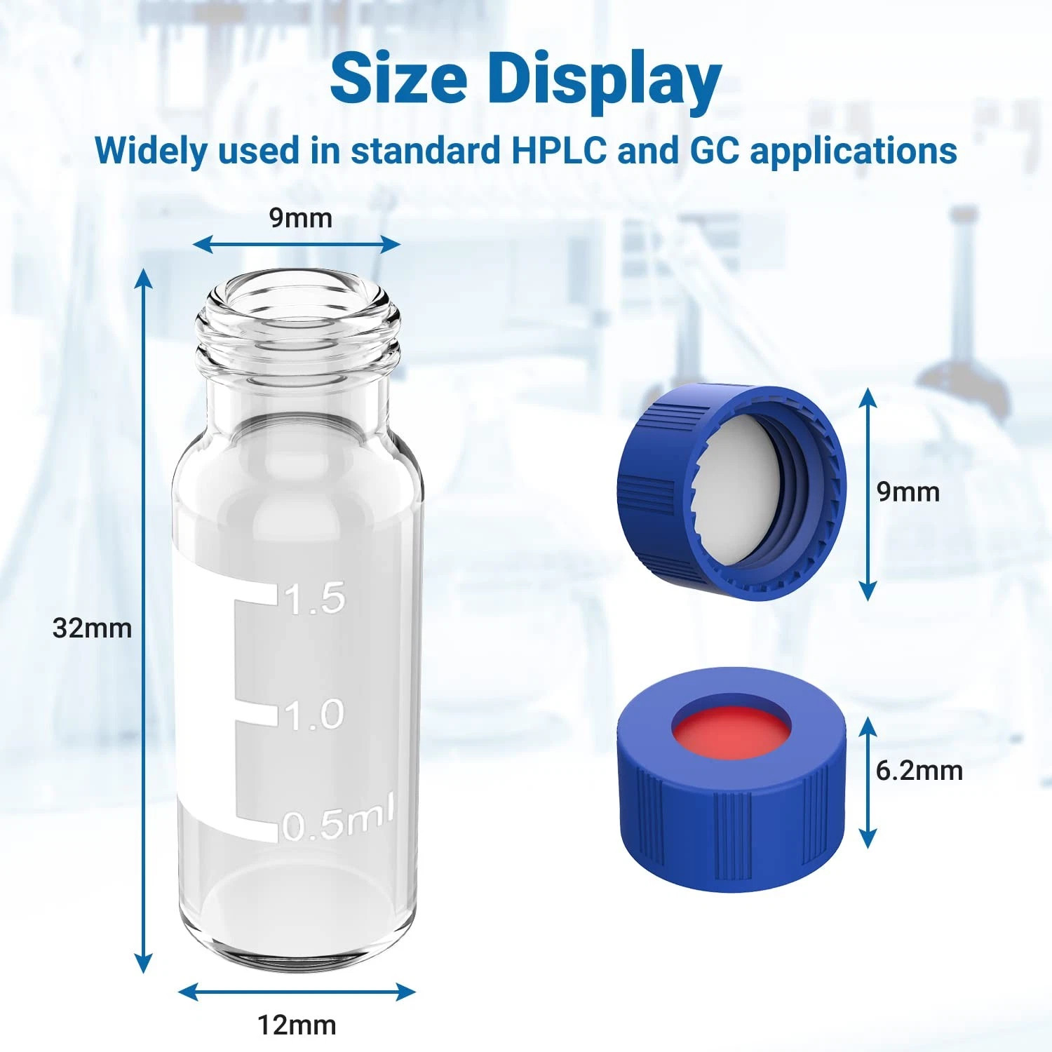 100PCS 2ml HPLC Autosampler Clear/Amber Vials 9-425 Screw Cap Vial Inserts 250uL