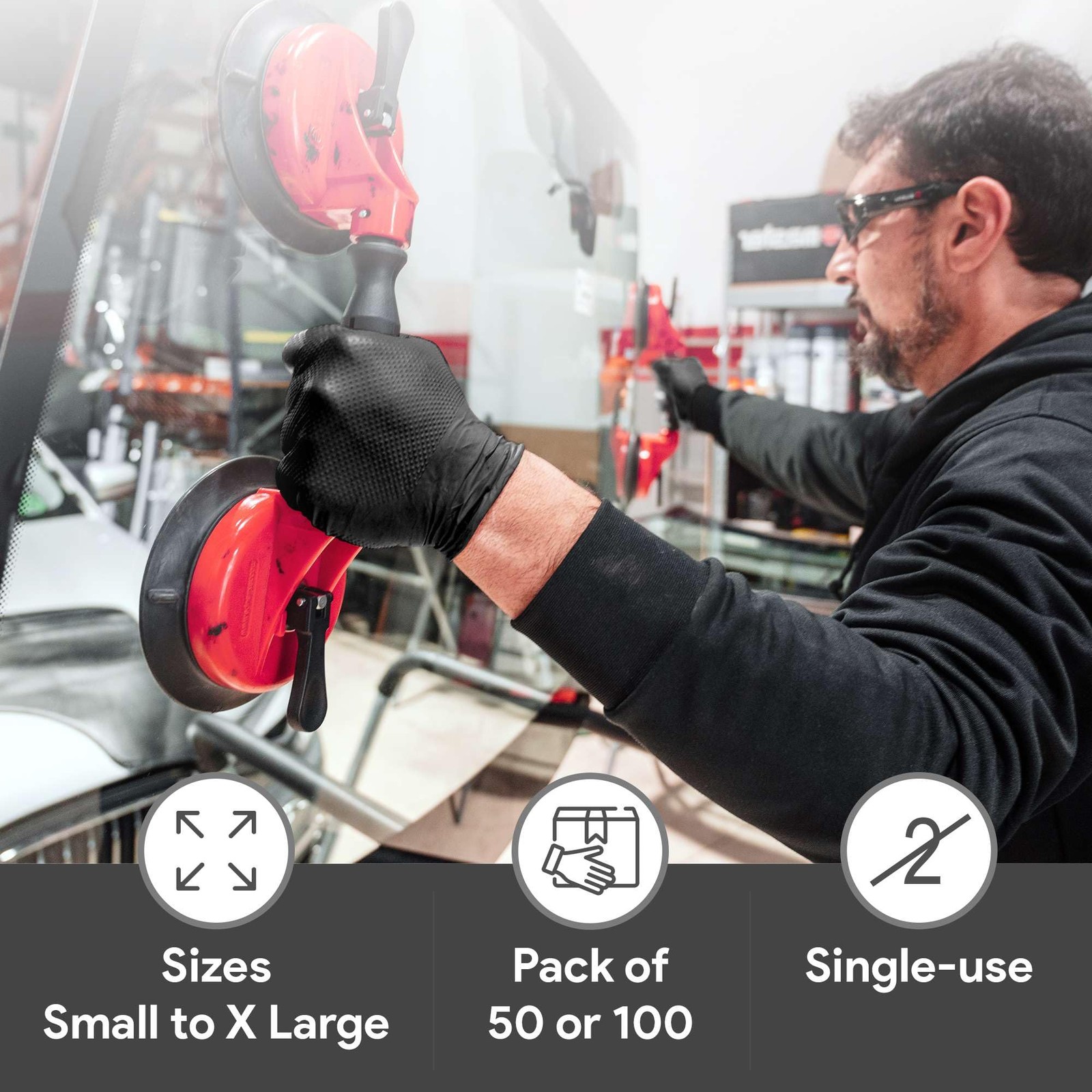 Black 8 Mil Nitrile Gloves X Large 100 Pack – Heavy Duty Mechanic Gloves, wit…