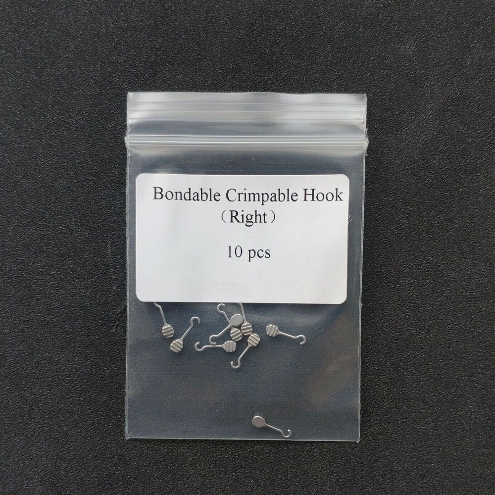 10 Pieces Bondable Sliding Crimpable Hook Long Curved 10Pcs/pack Left Right
