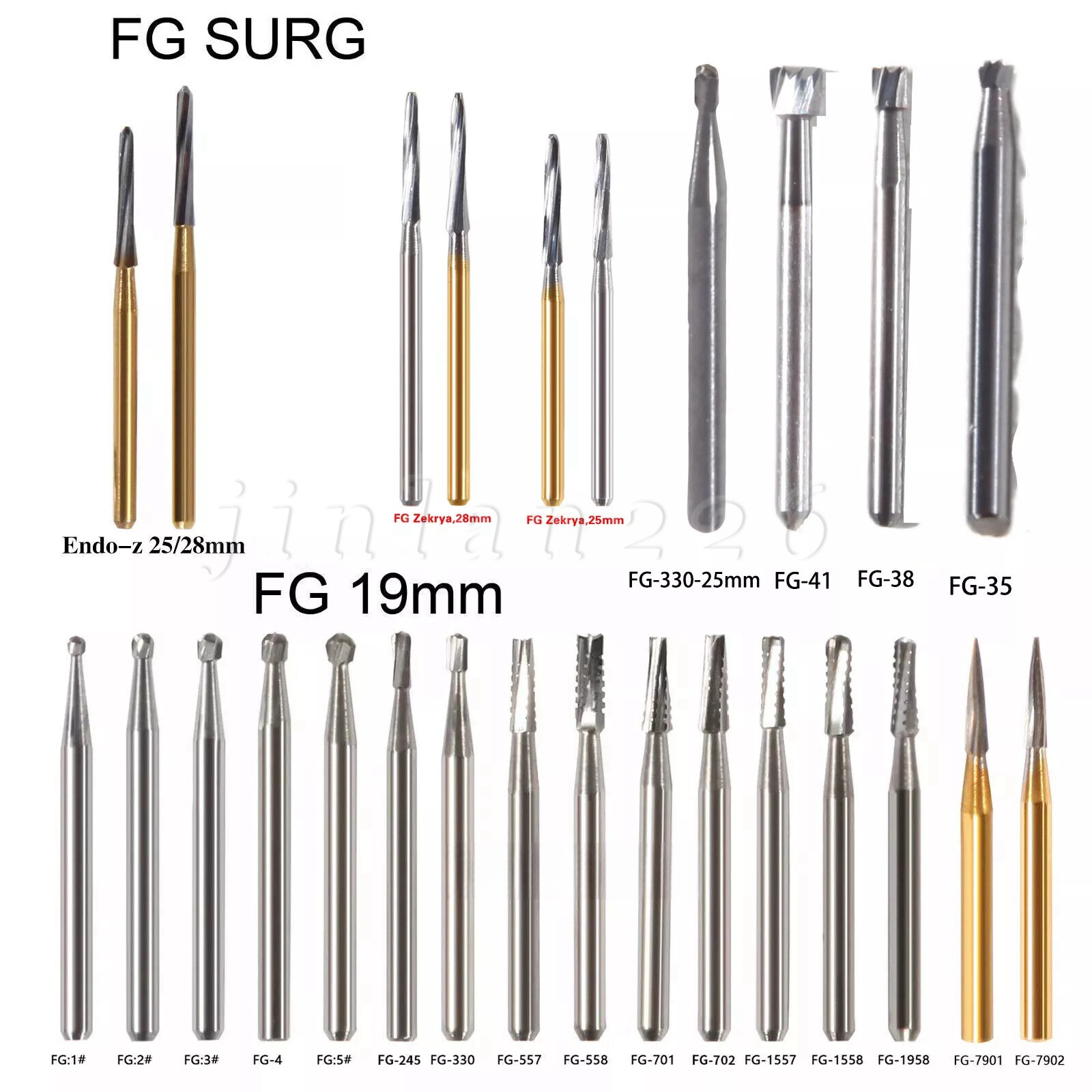 Dental Burs FG1-5 7901 7406 High Speed Round Tungsten Carbide Burr Friction Grip