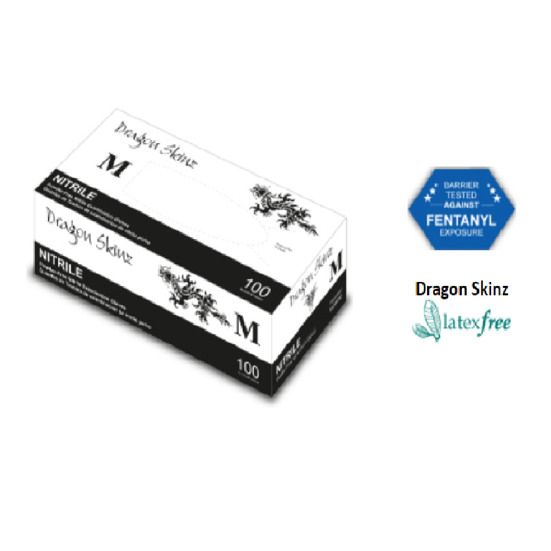Dragon Skinz Nitrile Exam Gloves | Powder-Free | Box of 100 | Various sizes