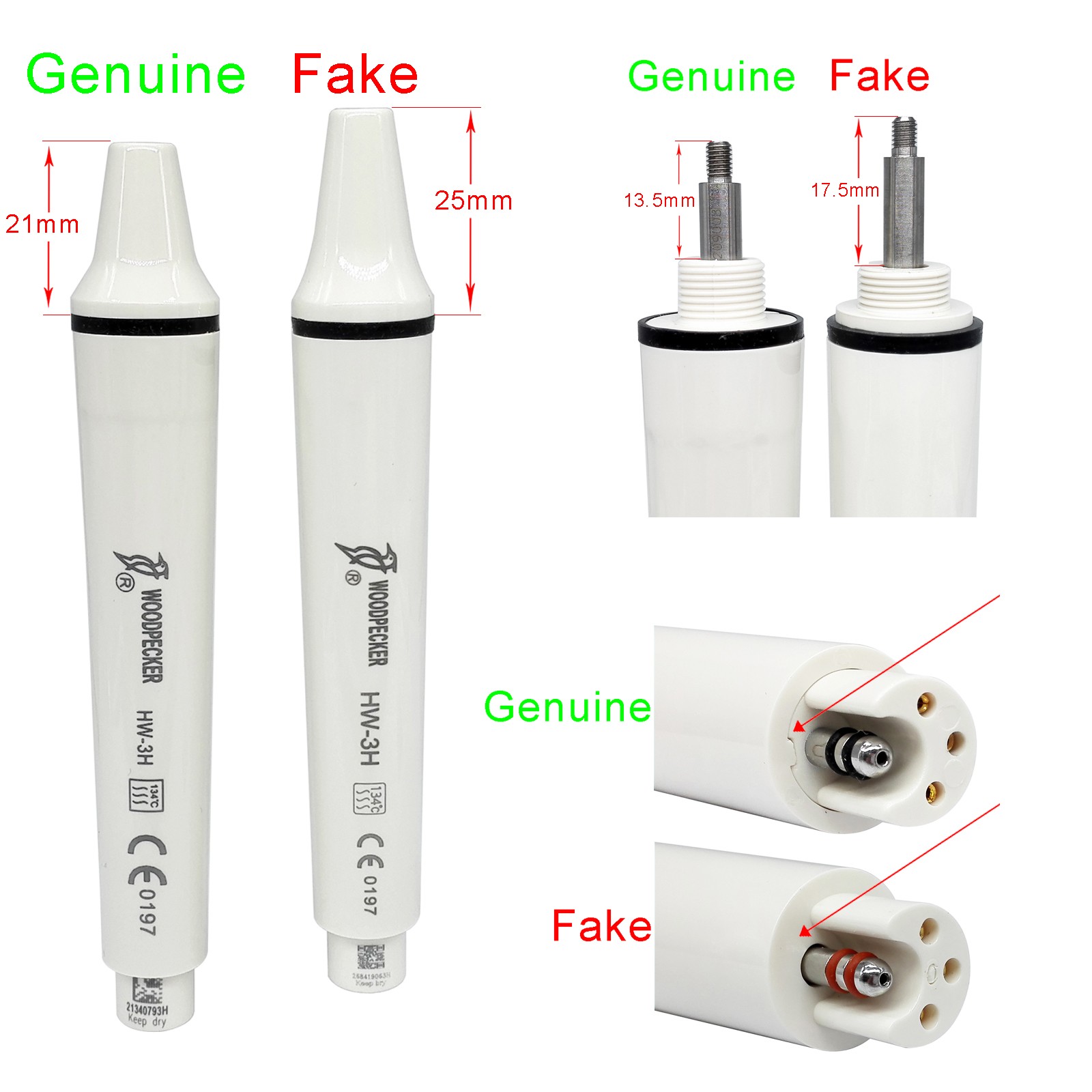 Woodpecker DTE Dental Ultrasonic Piezo Scaler Handpiece Tips HD-7L HW-5L HW-3H